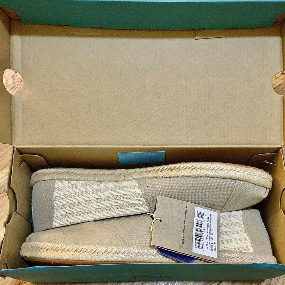 TOMS Alpargata Rope Oxford Recycled Cotton, University Stripes Women’s Size 9